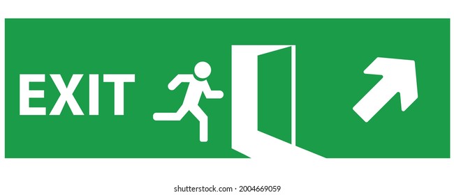 Emergency exit door. The fire exit emergency door guides the safe exit. Safe exit concept. Vector design Eps 10.