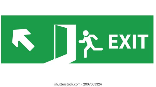 Emergency exit door. The fire exit emergency door guides the safe exit. Safe exit concept. Vector design EPS 10.