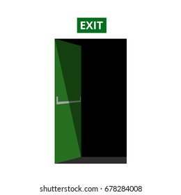 emergency exit door green vector illustration