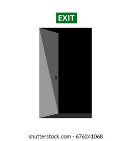 emergency exit door grey vector illustration 