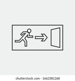 emergency exit door human running vector icon