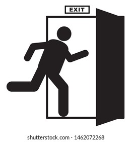 Emergency exit door icon design.  Vector illustration.