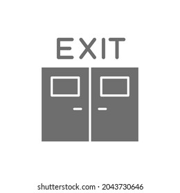 Emergency exit door line icon. Isolated on white background