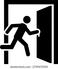 Emergency Exit Door Running Man Icon Vector