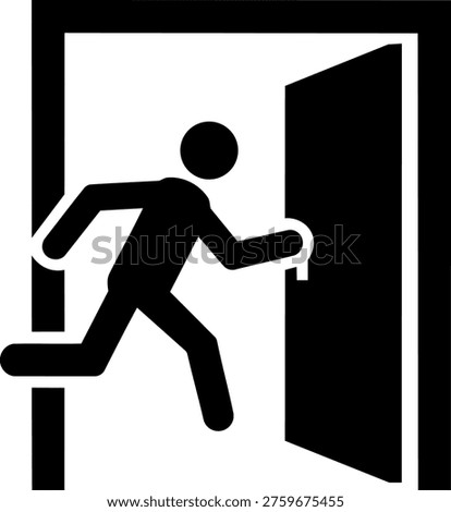 Emergency Exit Door Running Man Icon Vector