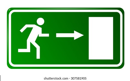 Emergency exit door, sign with human figure