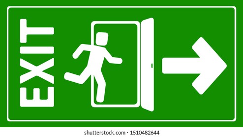 Emergency exit door sign. Vector icon.