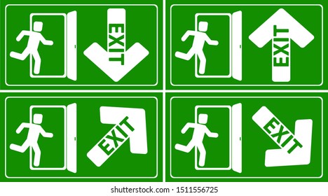 Emergency exit door sign. Vector icon.