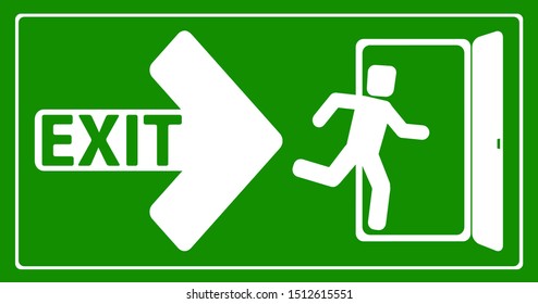Emergency exit door sign. Vector icon.