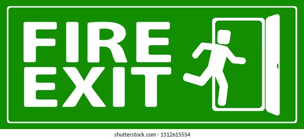 Emergency exit door sign. Vector icon.