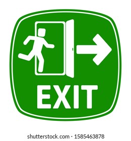 Emergency exit door sign. Vector icon.
