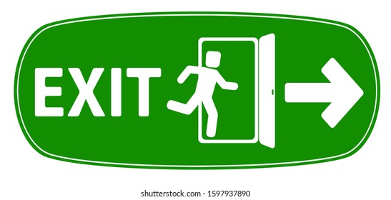 Emergency exit door sign. Vector icon.