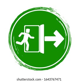 Emergency exit door sign. Vector icon.