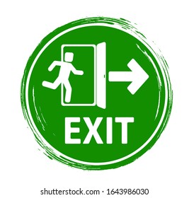 Emergency exit door sign. Vector icon.