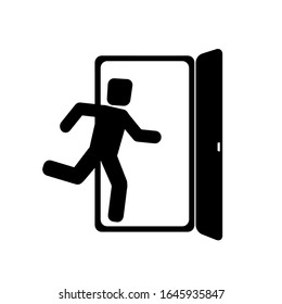Emergency exit door sign. Vector icon.