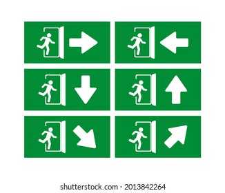 Emergency exit door sign. Vector icon.