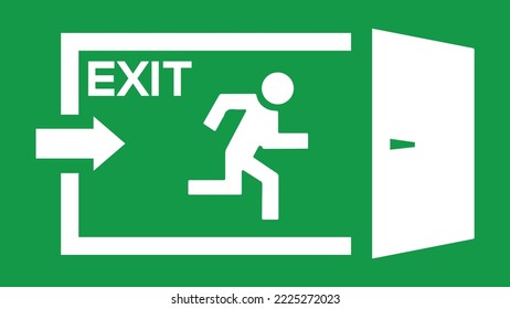 Notausgangstür-Schild. Vektorsymbol.
