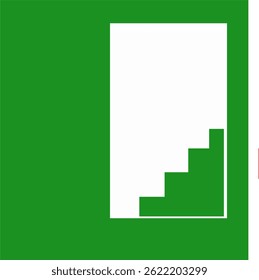 Emergency Exit Door and Stair symbol green icon Suitable for use as a signboard in a building or apartment