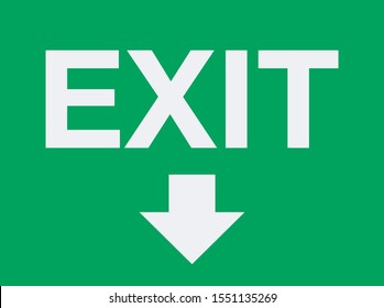 emergency exit door vector. direction arrow sign. green color. safety illustration