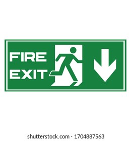emergency exit door vector. direction arrow sign. green color. safety illustration