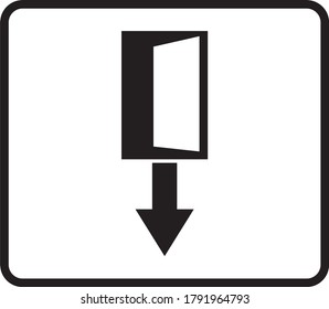 emergency exit door vector. direction arrow sign. black color. safety illustration