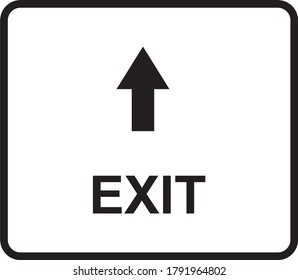 emergency exit door vector. direction arrow sign. black color. safety illustration
