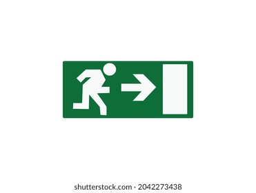 emergency exit door vector. direction sign. green color. safety illustration