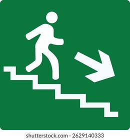Emergency Exit Downstairs Sign – Safety and Direction Symbol