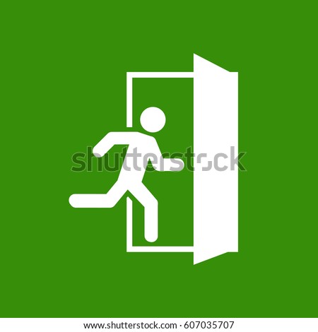 Emergency exit, escape route sign. Vector illustration