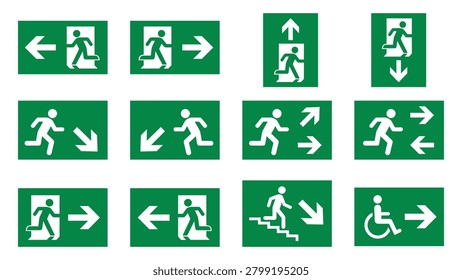 Emergency exit and evacuation signs