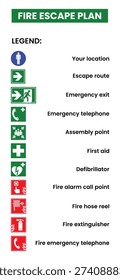 Sistema de la muestra de la salida y de la seguridad contra incendios de la emergencia, símbolos de la salida y de la evacuación de la emergencia, Colección de los iconos de la instrucción de la advertencia y de la seguridad para los edificios y las instalaciones públicas, Ilustración vectorial