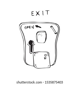emergency exit freehand drawing vector sketch
