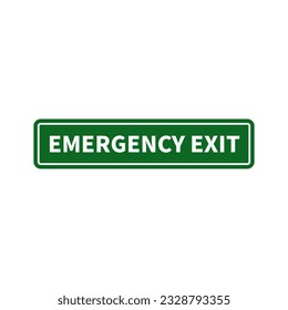 Emergency Exit In Green Color Rectangle Shape With White Line
