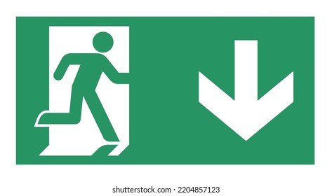 Emergency Exit Guidance Sign Downstairs Stock Vector (Royalty Free ...