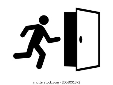 emergency exit - human figure and open door