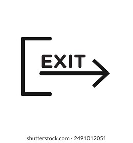 Emergency exit icon Black line art vector logo