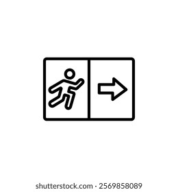 Emergency exit icon Black and white outline vector