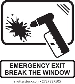 Icono de salida de emergencia. Rompe la ventana. Rompe el vidrio en caso de emergencia. Icono de Vector aislado sobre fondo blanco.