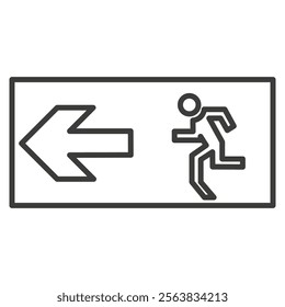 Emergency Exit Icon Depicting a Door and Running Figure in Black and White