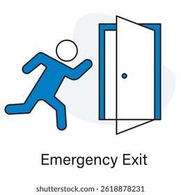 Ícone de saída de emergência, Segurança essencial Navegando em rotas de saída de emergência, seu guia para procedimentos de saída de emergência, Essencial de evacuação garantindo saídas de emergência claras, vetor