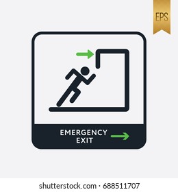 Emergency Exit Icon. Flat Isolated Vector Symbol Illustration
