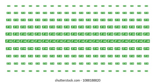 Emergency exit icon halftone pattern, constructed for backgrounds, covers, templates and abstract compositions. Vector emergency exit pictograms arranged into halftone matrix.