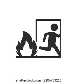 emergency exit icon. Monochrome black and white symbol