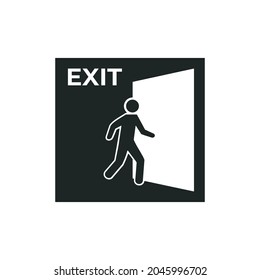 Emergency exit icon on flat style design, isolated of white background.