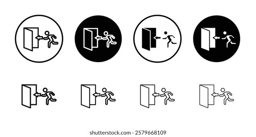 Emergency exit icon Outline thin set pack series