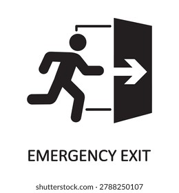Emergency exit icon running person silhouette through doorway