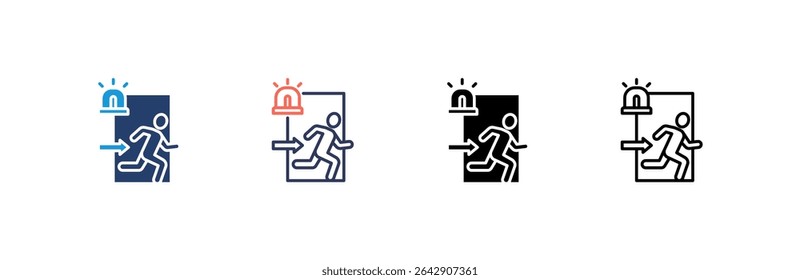 Emergency Exit Icon set multiple style collection