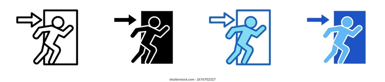 Emergency Exit Icon Set Multiple Style Collection