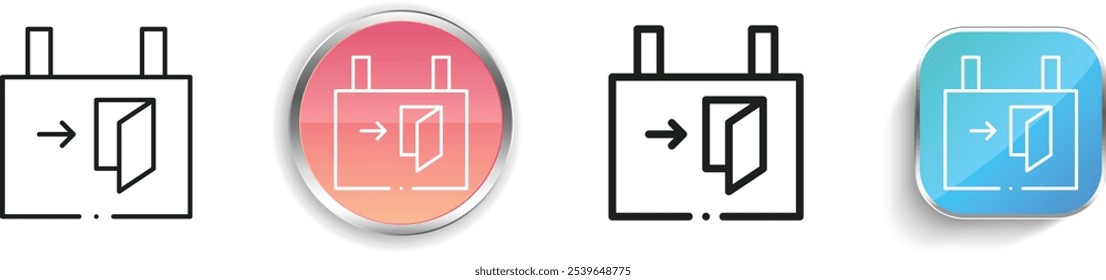 Emergency exit icon. Thin Linear, Regular and Button Style Design Isolated On White Background
