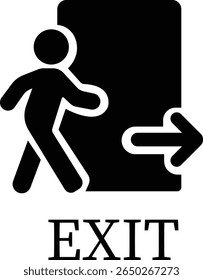Emergency Exit Icon. Vector illustration of running man and exit door sign. Escape and evacuation symbol. Various exit sign isolated white background.Evacuation and relocation of people to safety.